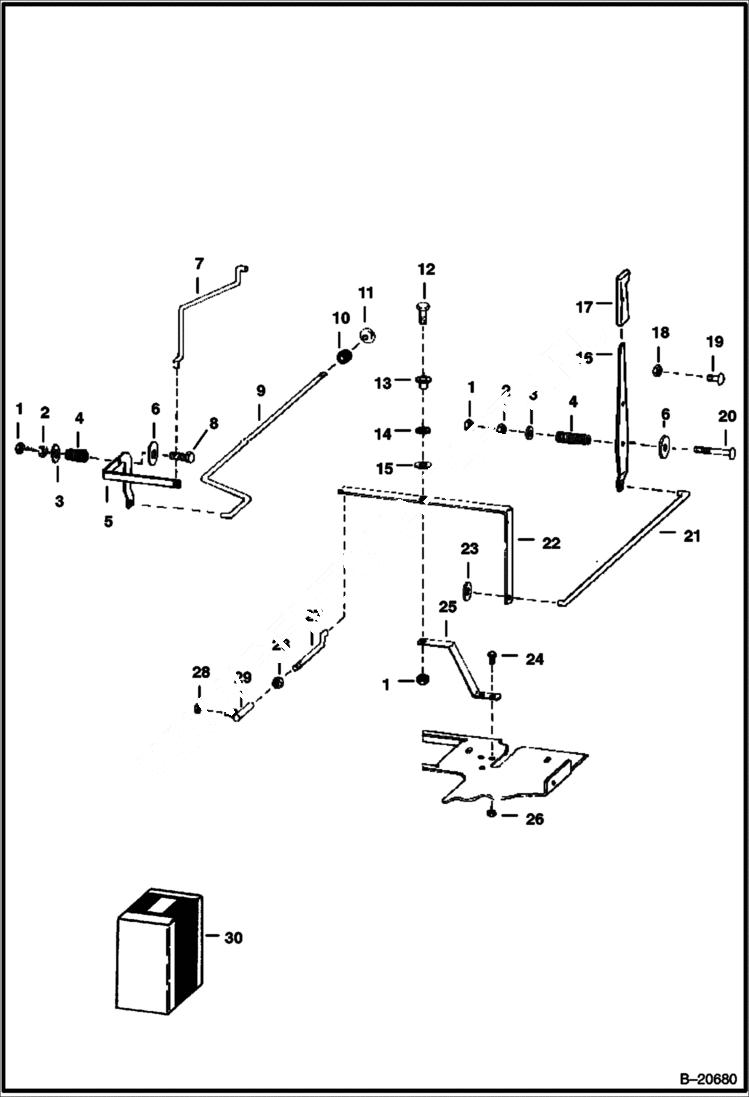 Схема запчастей Bobcat 600s - THROTTLE & CHOKE (S/N 15001 & Above) POWER UNIT