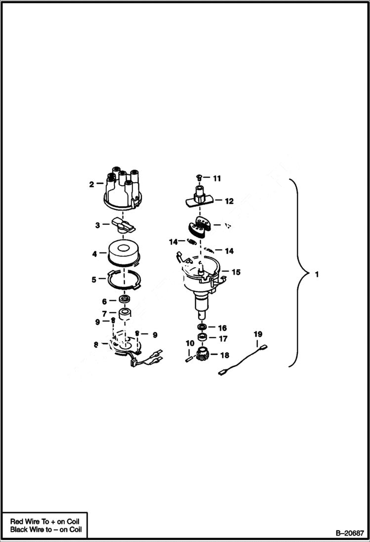 Схема запчастей Bobcat 600s - DISTRIBUTOR (Solid State - Engine S/N 6193828 & Above) POWER UNIT