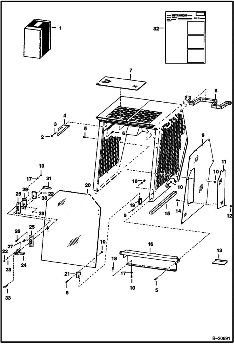 Схема запчастей Bobcat 600s - CAB ENCLOSURE ACCESSORIES & OPTIONS