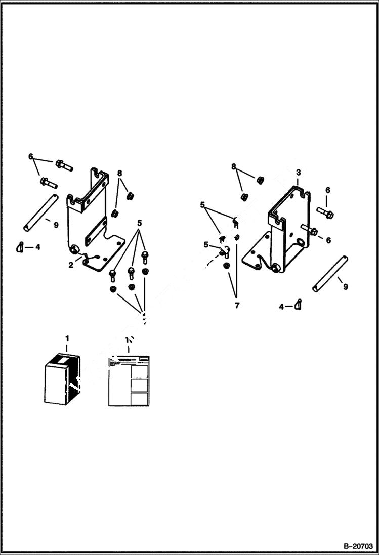 Схема запчастей Bobcat BACKHOE - BACKHOE (Rear Stabilizer Mount Kit) (773G) (T190) (S175) (S185) REAR STABILIZERS