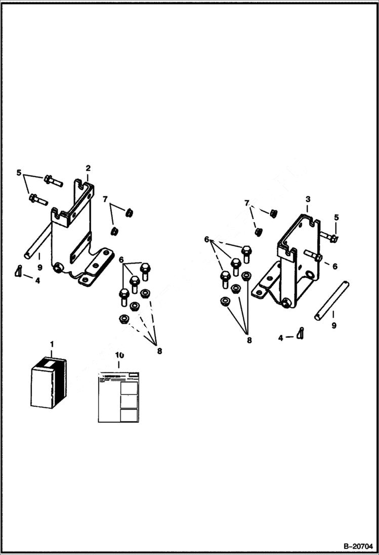 Схема запчастей Bobcat BACKHOE - BACKHOE (Rear Stabilizer Mount Kit) (853) (863F) (863G) (864G) (873F) (873G) (883) (T200) (A220) REAR STABILIZERS