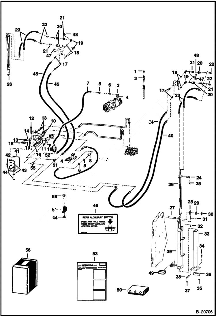 Схема запчастей Bobcat BACKHOE - BACKHOE (Rear Stabilizer) (Quick-Tach) (843 HHH 503750450 & Above) REAR STABILIZERS