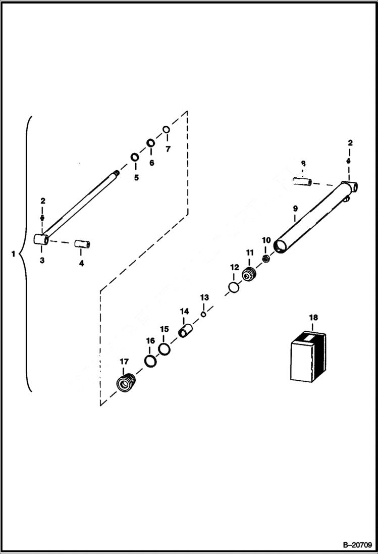 Схема запчастей Bobcat BACKHOE - BACKHOE (Hydraulic Cylinder) (Rear Stabilizer With Weld-on Tube) REAR STABILIZERS