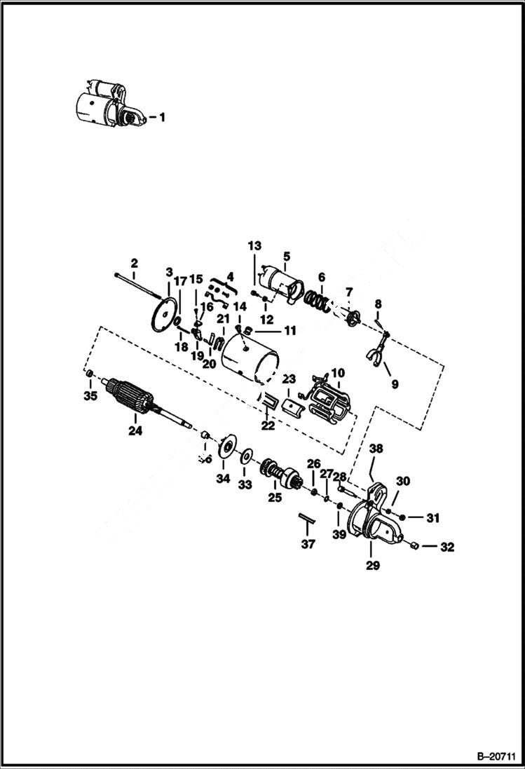 Схема запчастей Bobcat Articulated Loaders - STARTER (Delco 1998379) ELECTRICAL SYSTEM