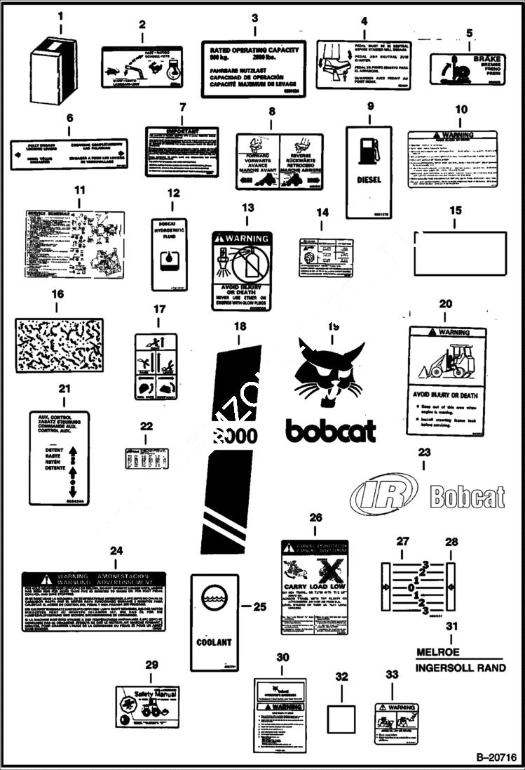 Схема запчастей Bobcat Articulated Loaders - DECALS ACCESSORIES & OPTIONS