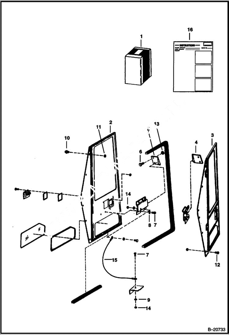 Схема запчастей Bobcat Articulated Loaders - CAB DOOR KIT ACCESSORIES & OPTIONS