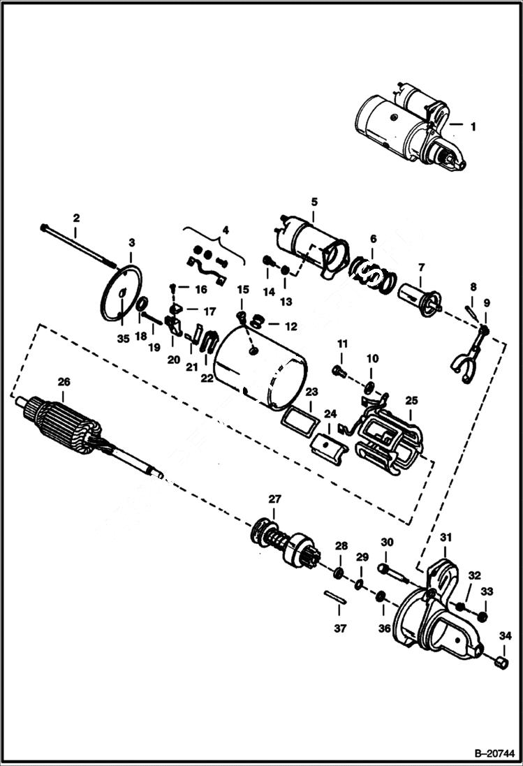 Схема запчастей Bobcat 600s - STARTER (S/N 5005 14001 & Above) ELECTRICAL SYSTEM