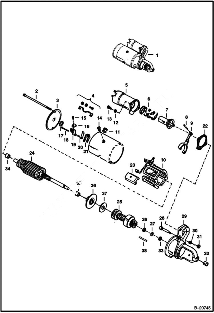 Схема запчастей Bobcat 600s - STARTER (5005 11001 & Above) ELECTRICAL SYSTEM