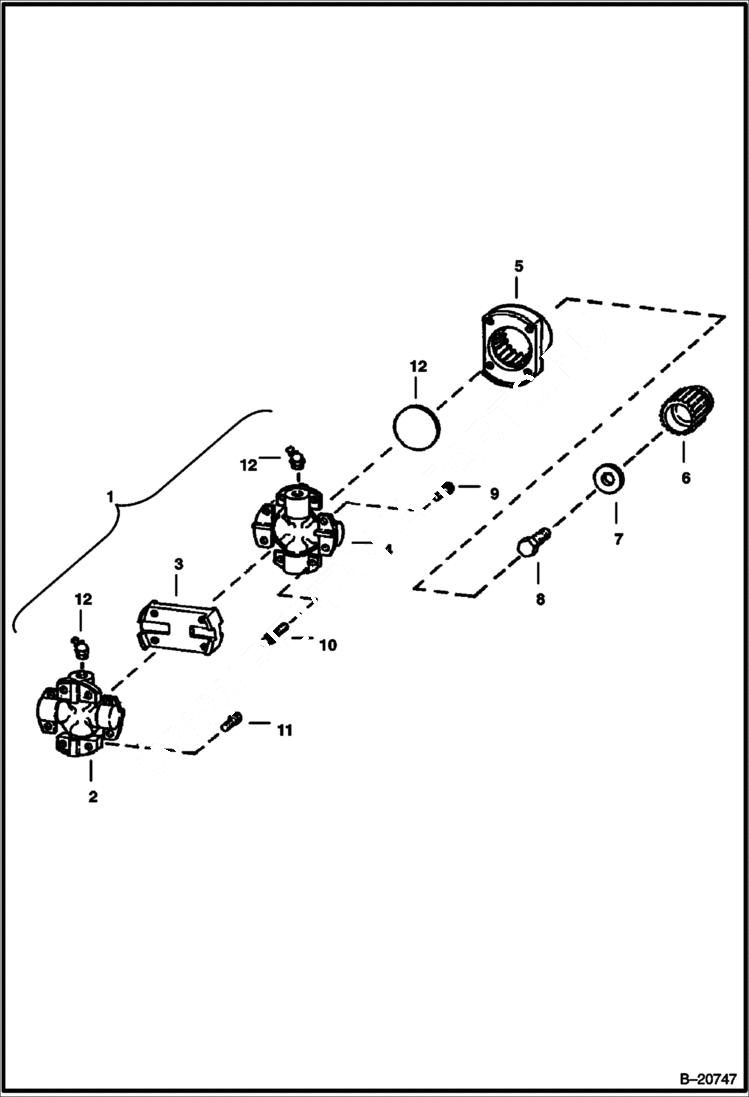 Схема запчастей Bobcat 600s - UNIVERSAL JOINT (Deutz 411) POWER UNIT