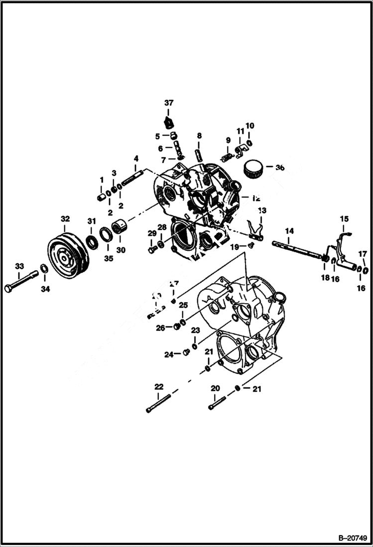 Схема запчастей Bobcat 600s - FRONT COVER (Deutz 411) POWER UNIT