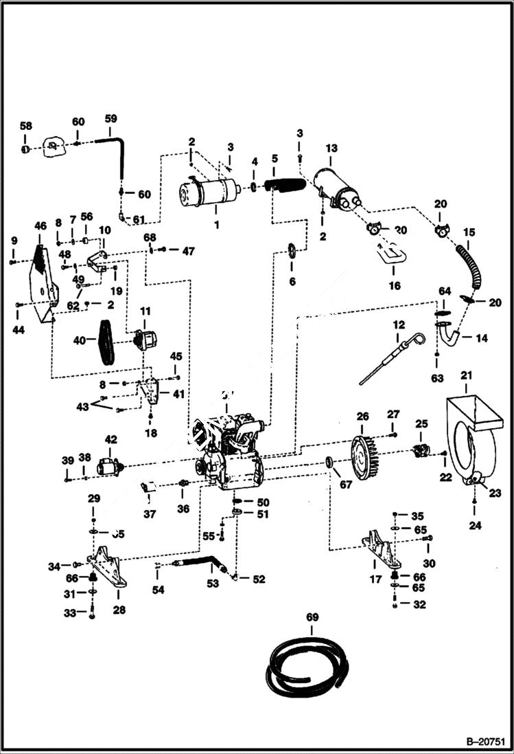 Схема запчастей Bobcat 600s - ENGINE & ATTACHING PARTS (Deutz 511 - S/N 13999 & Below) POWER UNIT