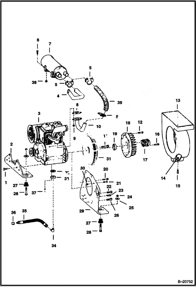 Схема запчастей Bobcat 600s - ENGINE & ATTACHING PARTS (Deutz 511 - S/N 14001 & Above) POWER UNIT