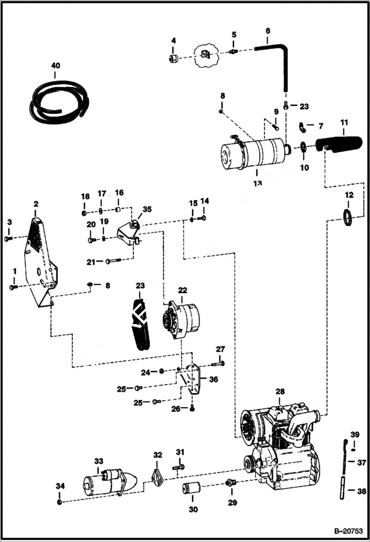 Схема запчастей Bobcat 600s - ENGINE & ATTACHING PARTS (Deutz 511 - S/N 14001 & Above) POWER UNIT