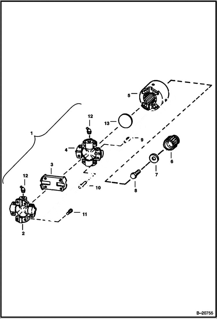 Схема запчастей Bobcat 600s - UNIVERSAL JOINT (Deutz 511) POWER UNIT