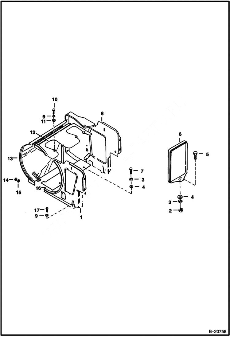 Схема запчастей Bobcat 600s - AIR SHROUDING (Deutz 511) POWER UNIT