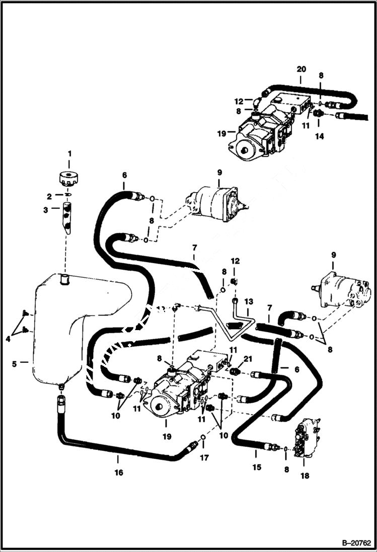 Схема запчастей Bobcat 600s - HYDROSTATIC CIRCUITRY HYDROSTATIC SYSTEM