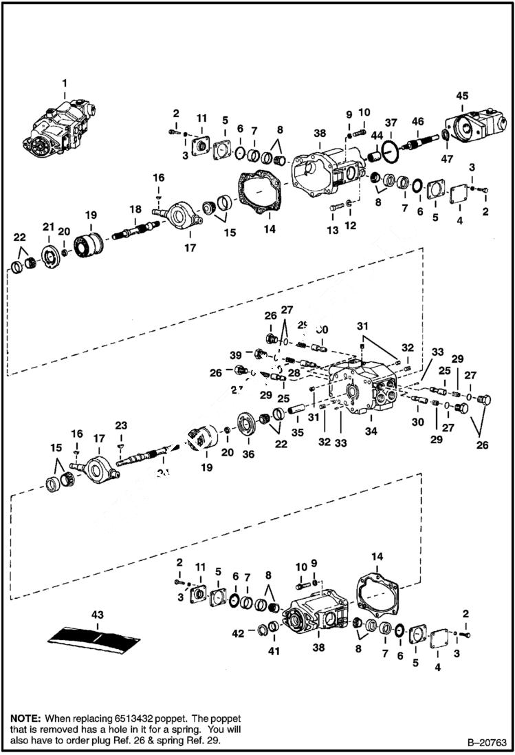 Схема запчастей Bobcat 600s - HYDROSTATIC PUMP HYDROSTATIC SYSTEM