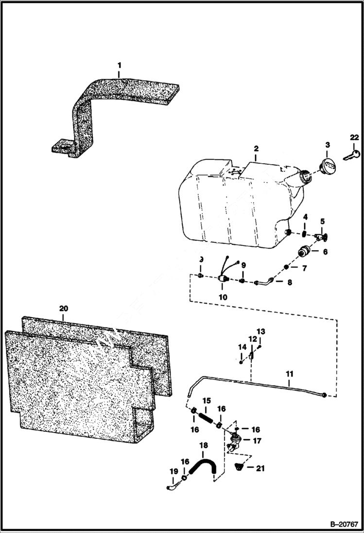 Схема запчастей Bobcat 600s - FUEL SYSTEM MAIN FRAME