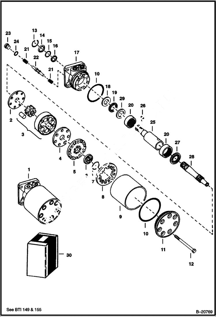 Схема запчастей Bobcat 600s - HYDROSTATIC MOTOR (Ross MAE 24032 & MAE 24033) HYDROSTATIC SYSTEM