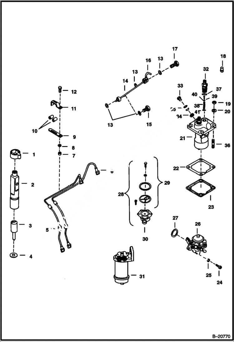 Схема запчастей Bobcat 600s - FUEL SYSTEM (Deutz 511) POWER UNIT