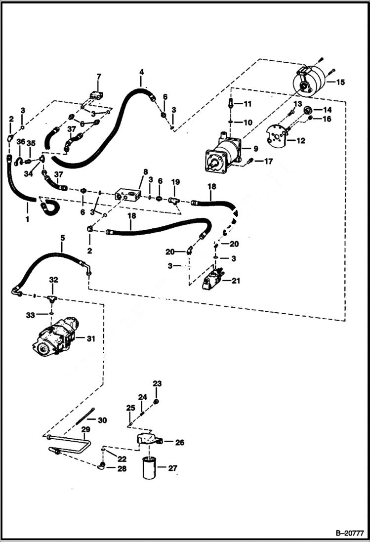 Схема запчастей Bobcat Articulated Loaders - HYDROSTATIC CIRCUITRY (S/N 15021 & Above) HYDROSTATIC SYSTEM