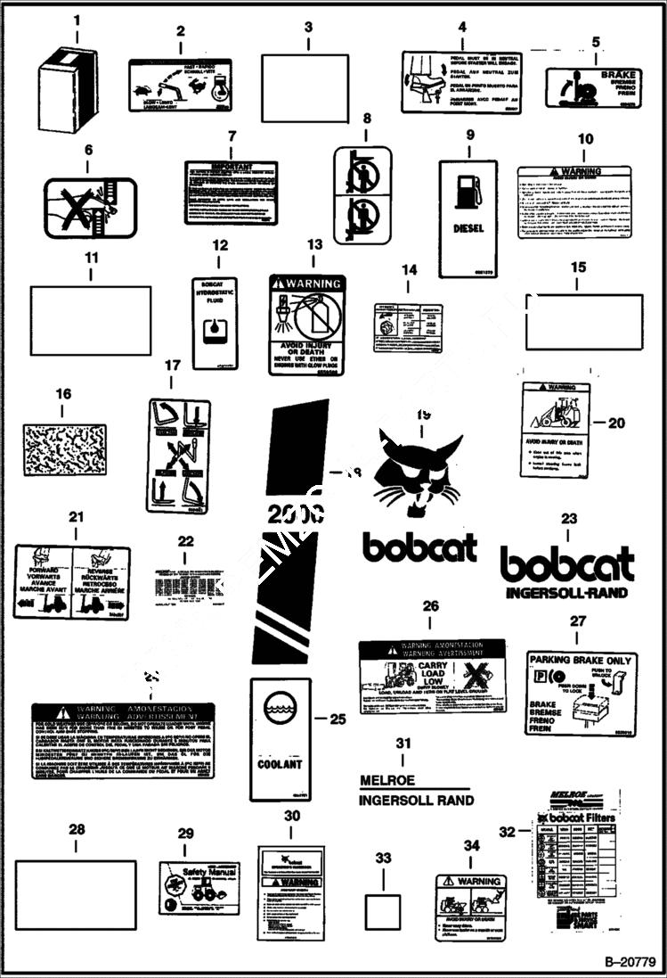 Схема запчастей Bobcat Articulated Loaders - DECALS ACCESSORIES & OPTIONS