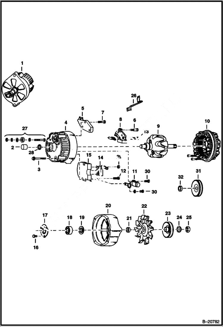 Схема запчастей Bobcat 600s - ALTERNATOR (Delco 1102920 - Open) ELECTRICAL SYSTEM