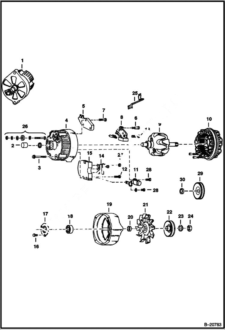 Схема запчастей Bobcat 600s - ALTERNATOR (Delco 1103133 - Open) ELECTRICAL SYSTEM