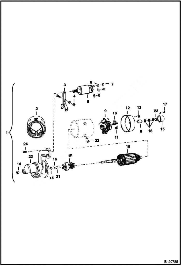 Схема запчастей Bobcat 600s - STARTER (Bosch 0-001-211-206) ELECTRICAL SYSTEM