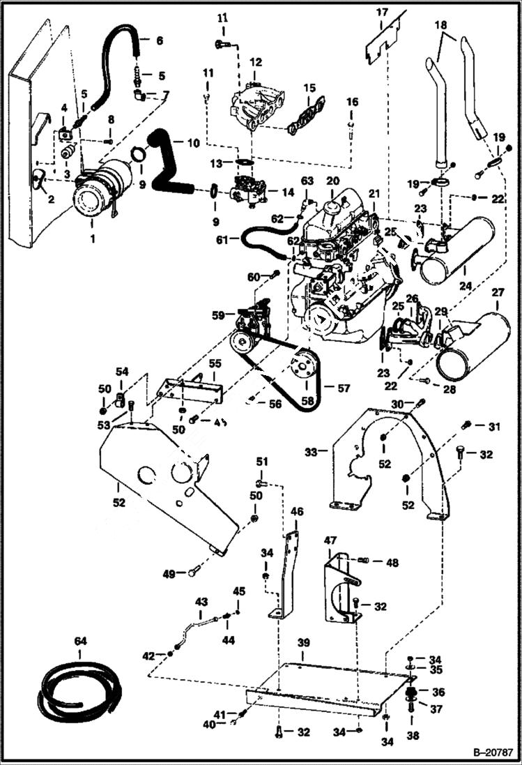 Схема запчастей Bobcat 600s - ENGINE & ATTACHING PARTS POWER UNIT