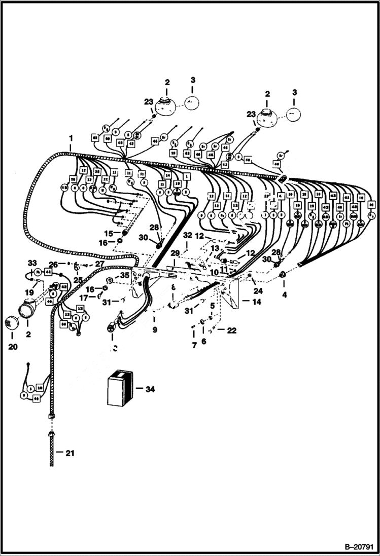 Схема запчастей Bobcat 600s - CAB ELECTRICAL SYSTEM (S/N 11731 & Above) ELECTRICAL SYSTEM