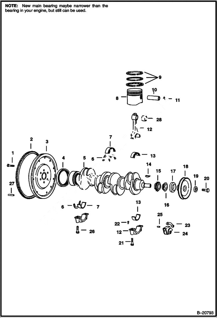 Схема запчастей Bobcat 600s - CRANKSHAFT & PISTON POWER UNIT