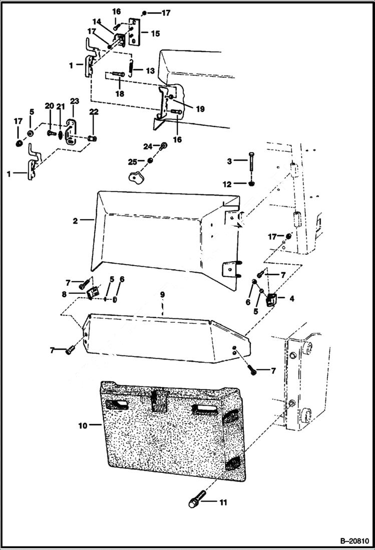 Схема запчастей Bobcat Articulated Loaders - TAILGATE GROUP (S/N 11267 & Above) MAIN FRAME