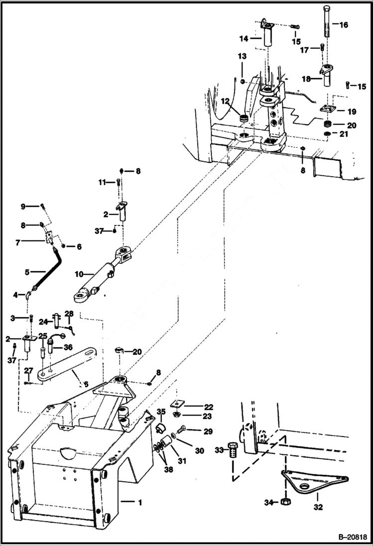 Схема запчастей Bobcat Articulated Loaders - REAR FRAME & ARTICULATION UNIT MAIN FRAME