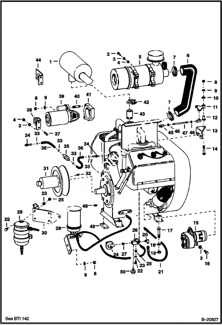 Схема запчастей Bobcat 600s - ENGINE ATTACHING PARTS Wisconsin POWER UNIT