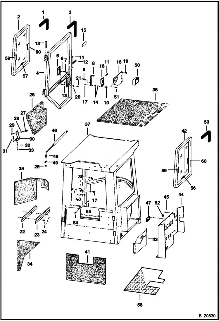 Схема запчастей Bobcat Articulated Loaders - CAB MAIN FRAME