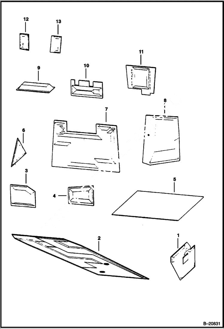 Схема запчастей Bobcat Articulated Loaders - SOUND REDUCTION INSULATION MAIN FRAME