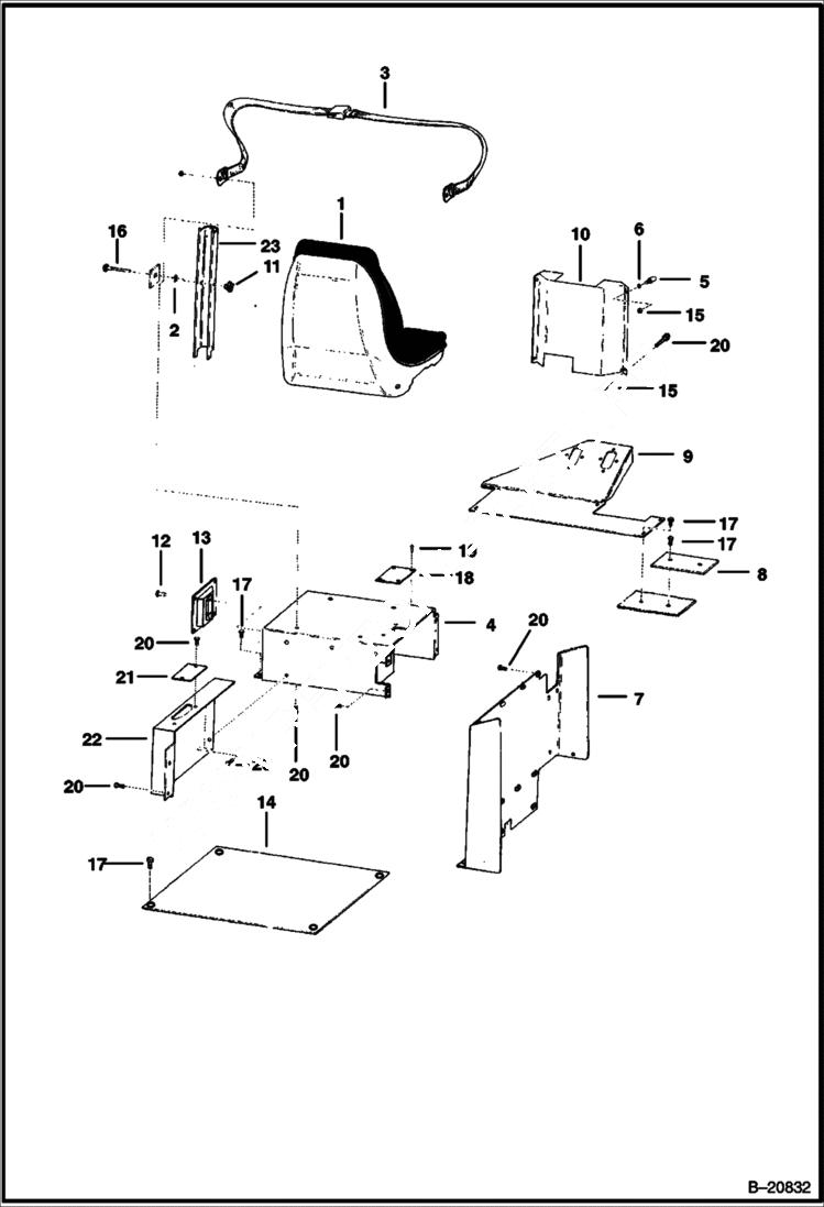 Схема запчастей Bobcat Articulated Loaders - SEAT & PANELS MAIN FRAME