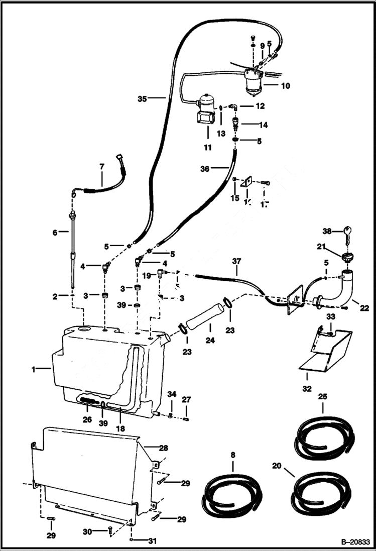 Схема запчастей Bobcat Articulated Loaders - FUEL SYSTEM MAIN FRAME