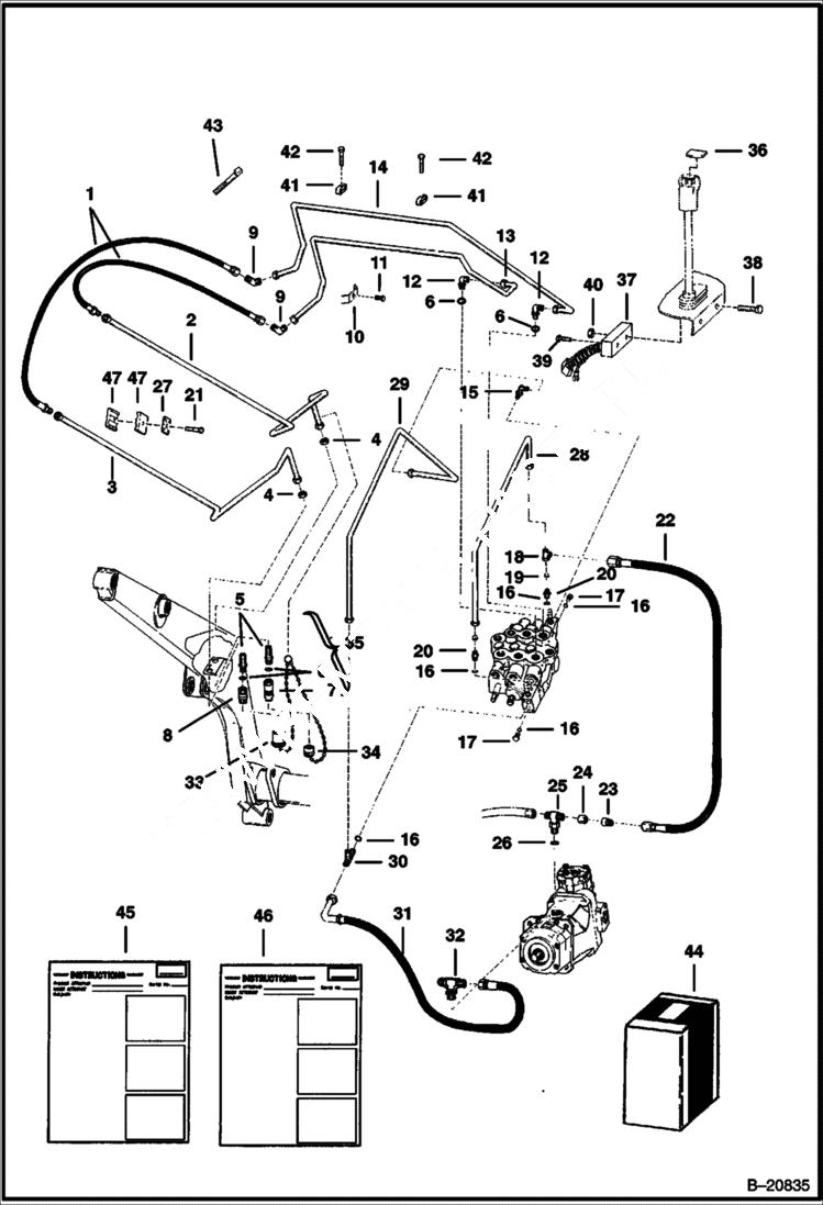 Схема запчастей Bobcat Articulated Loaders - AUXILIARY HYDRAULICS (Front) HYDRAULIC SYSTEM