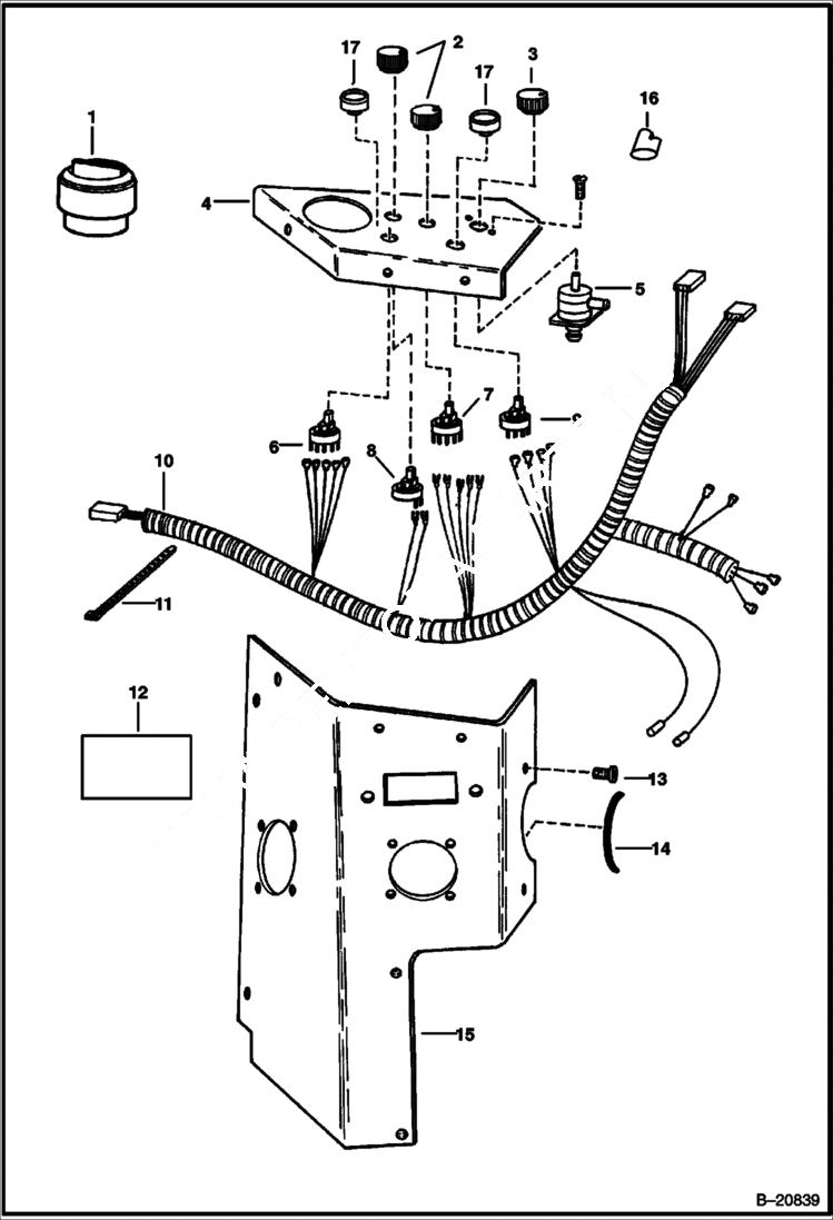 Схема запчастей Bobcat Articulated Loaders - AUXILIARY CONSOLE ELECTRICAL SYSTEM