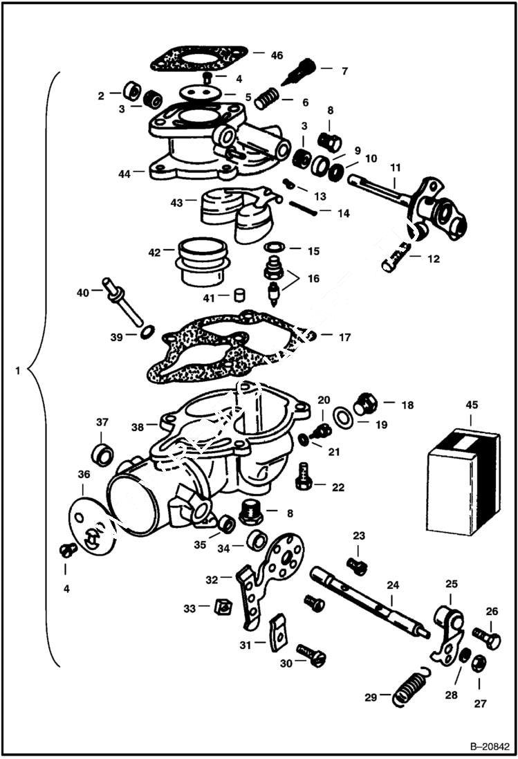 Схема запчастей Bobcat 600s - CARBURETOR Zenith No.13405 POWER UNIT