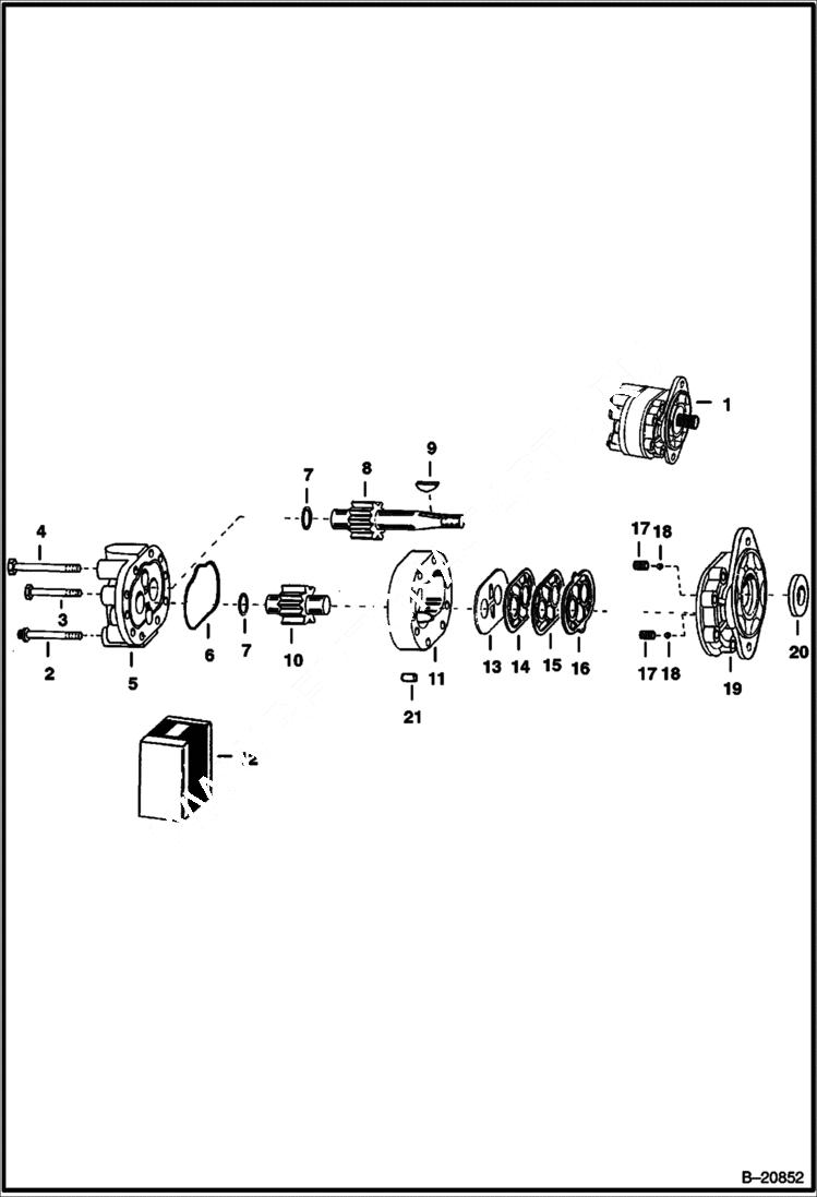 Схема запчастей Bobcat 600s - HYDRAULIC PUMP Cessna 24304-RAS HYDRAULIC SYSTEM