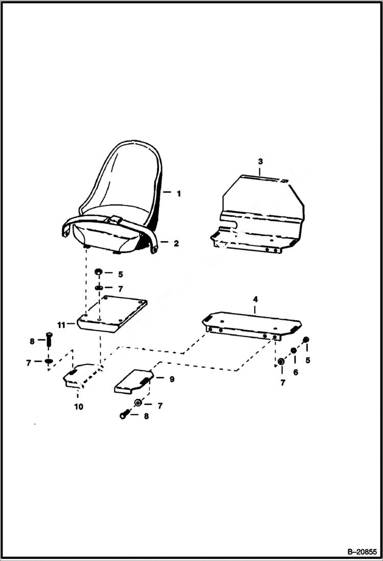 Схема запчастей Bobcat 500s - SEAT & SEAT MOUNTING MAIN FRAME