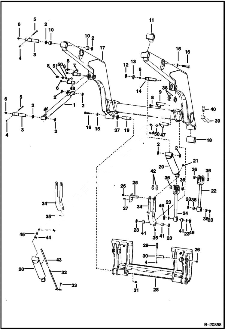 Схема запчастей Bobcat Articulated Loaders - LIFT ARMS & BOB-TACH MAIN FRAME