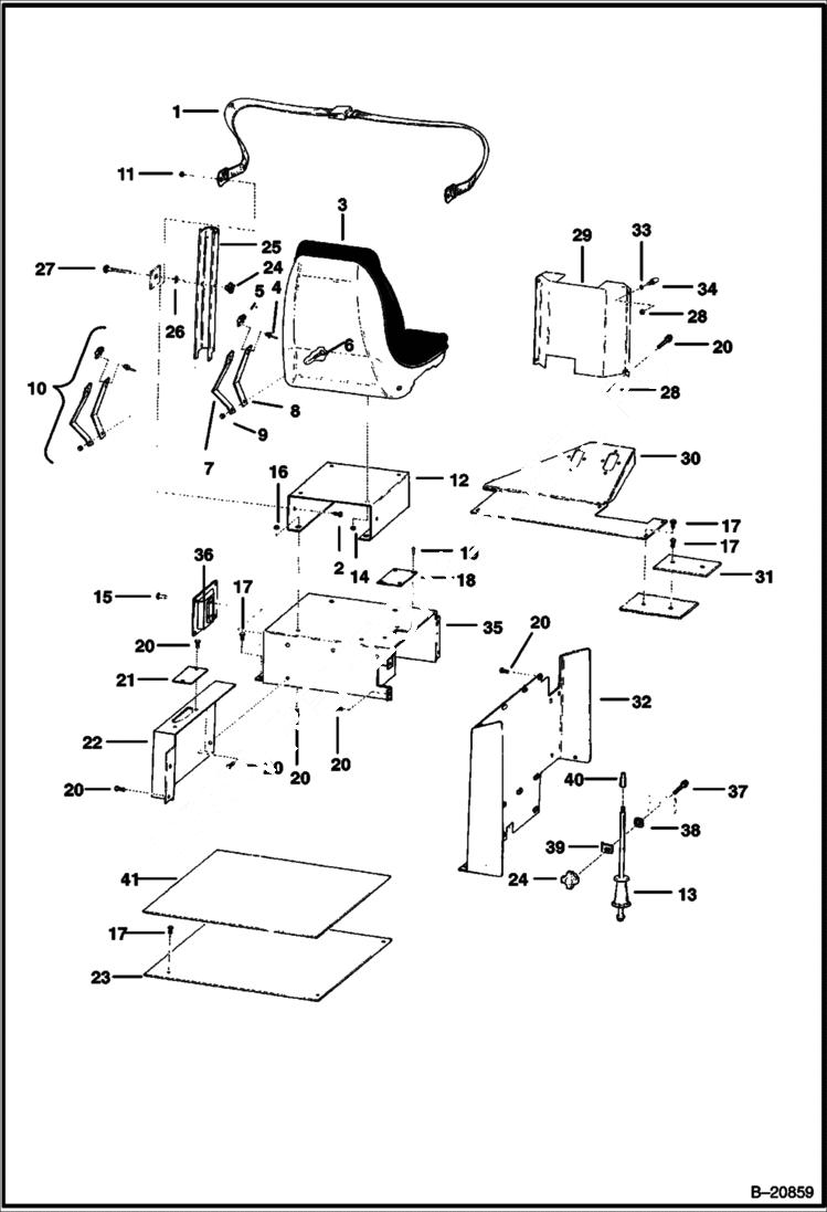 Схема запчастей Bobcat Articulated Loaders - SEAT & PANELS MAIN FRAME