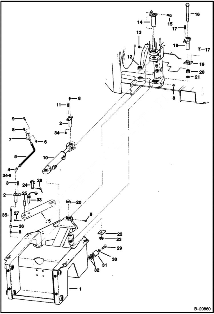 Схема запчастей Bobcat Articulated Loaders - REAR FRAME & ARTICULATION UNIT MAIN FRAME