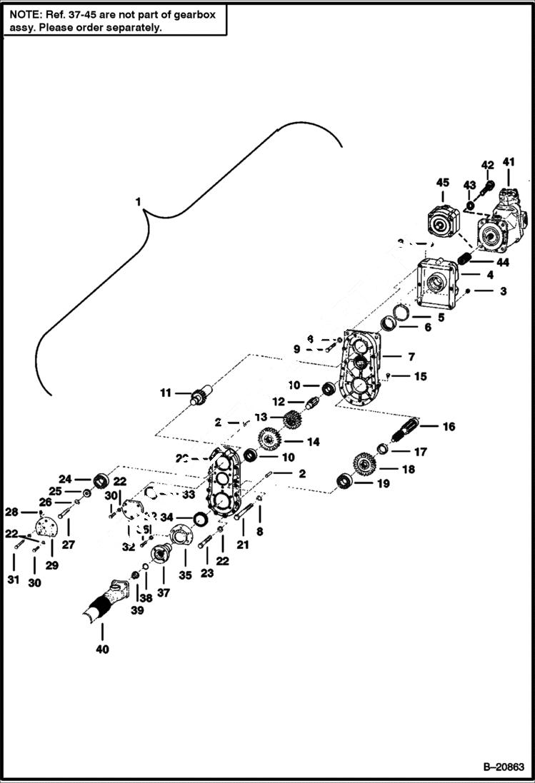 Схема запчастей Bobcat Articulated Loaders - GEARBOX DRIVE TRAIN