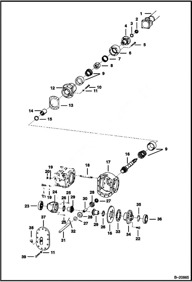 Схема запчастей Bobcat Articulated Loaders - REAR DIFFERENTIAL DRIVE TRAIN