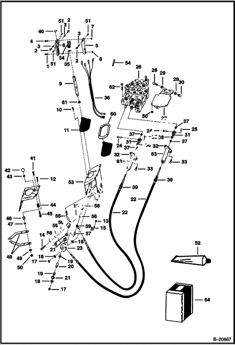 Схема запчастей Bobcat Articulated Loaders - HYDRAULIC LIFT & TILT CONTROL LINKAGE (Joystick Controls) HYDRAULIC SYSTEM